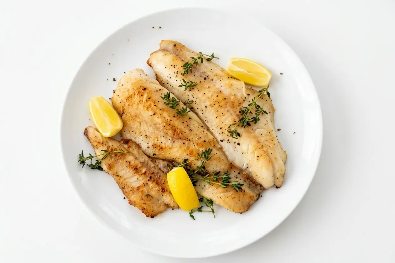 Pan-seared Manitoba pickerel dinner with sides at The Boot Tavern in East Selkirk, MB
